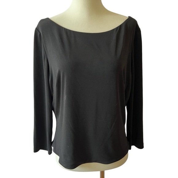 ELIZA J BLOUSE PULL ON V BACK HOLIDAY PARTY ELEGANT COCKTAILS CHIC FEMININE L - Picture 1 of 12